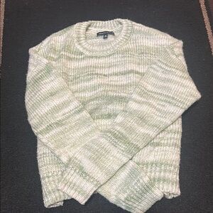 Green and White Knit Sweater